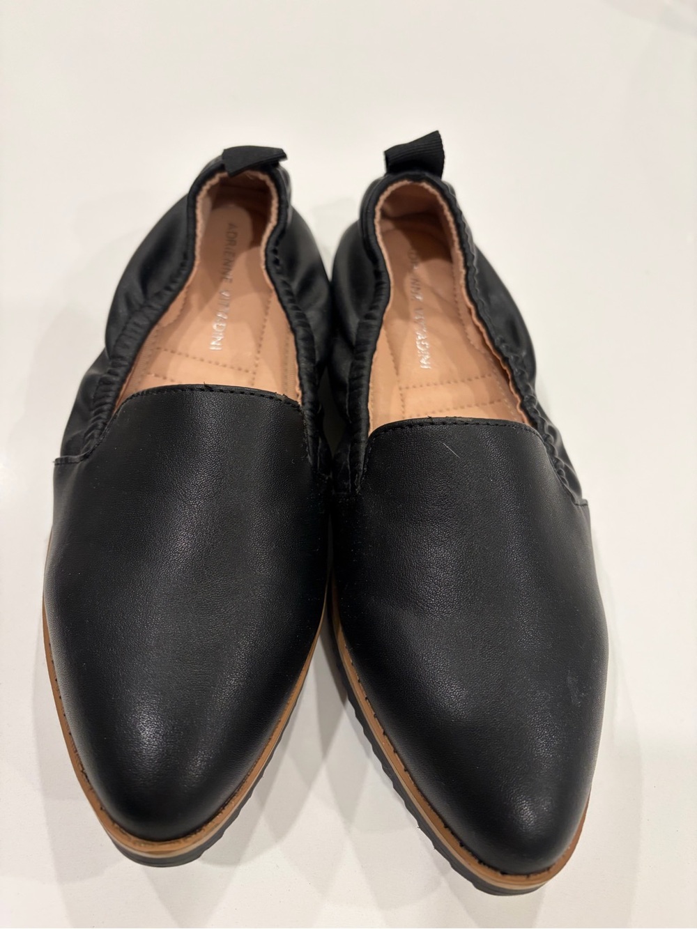 Adrienne Vittadini Black Pointed Toe Slip-On Flats